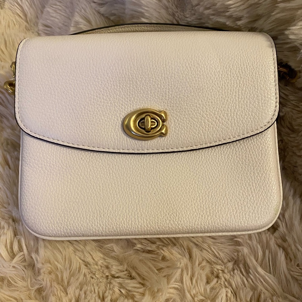 Coach White Crossbody or Satchel Bag with Gold Hardware